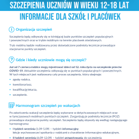 Informacje o szczepieniu uczniów